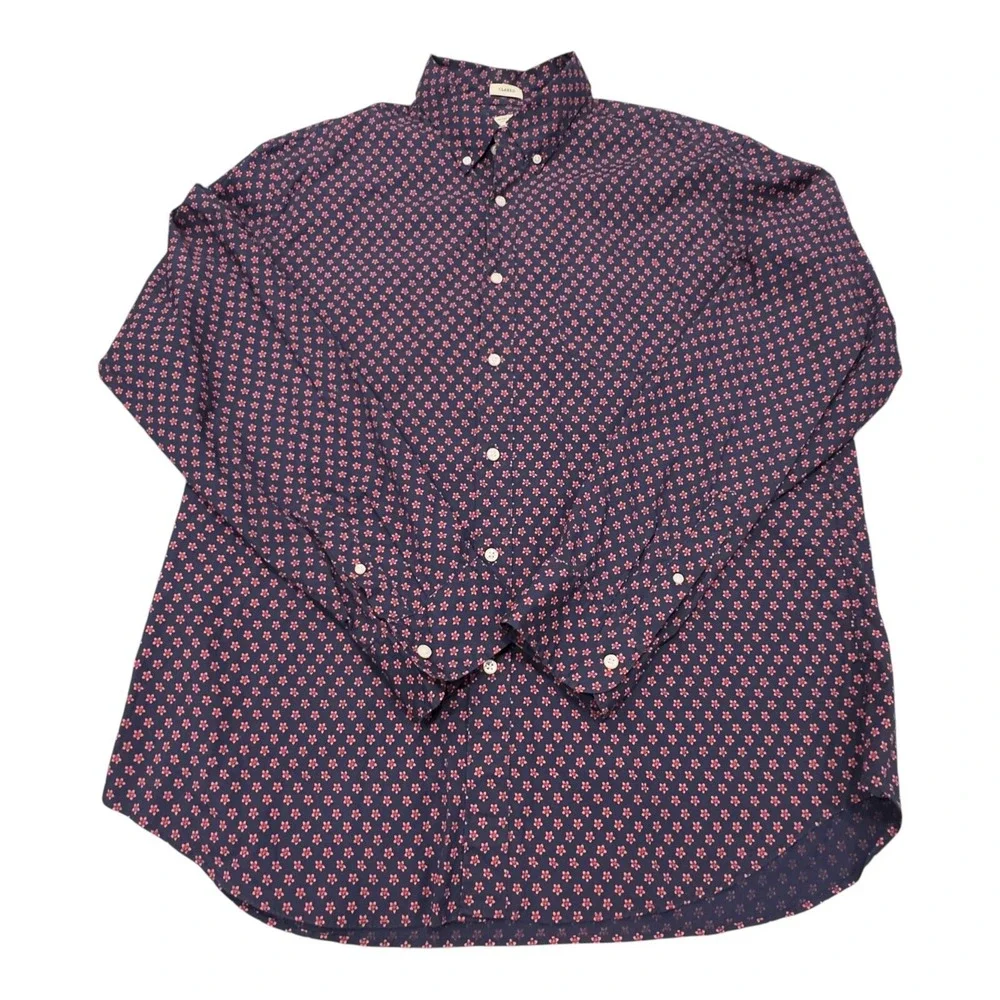 J Crew Slim Stretch Secret Wash Floral Sport Button Shirt Mens Xtra Large Blue